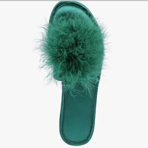 INC Fuzzy Green Slippers